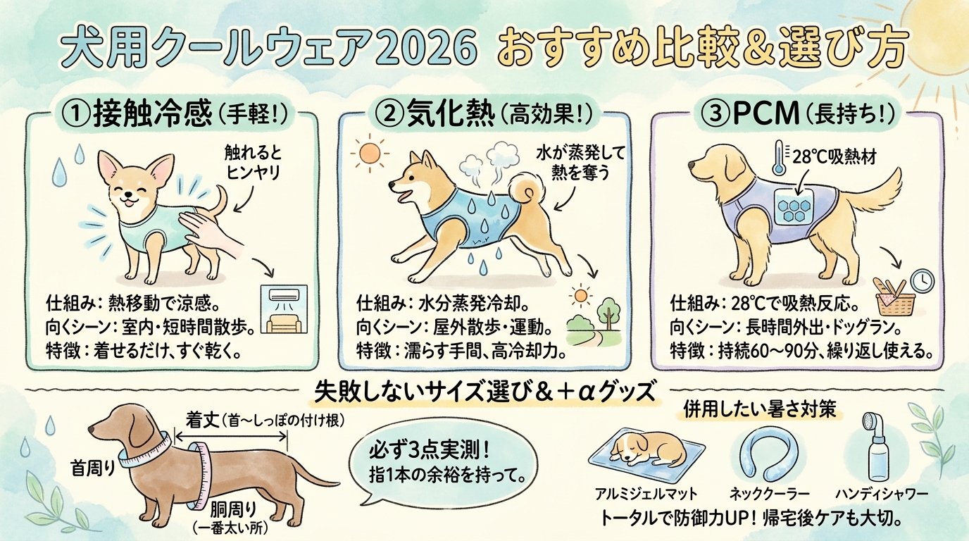 犬用クールウェア2026おすすめ比較 接触冷感・気化熱・サイズ選び・人気ブランドなど アイキャッチ（PC用）